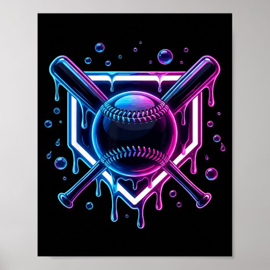 Poster Baseball Drip Ice Cream Bat Kids  (Devant)