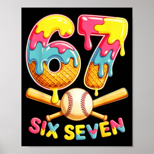Poster Baseball Drip Ice Cream Number 67 Player Lifestyle (Devant)