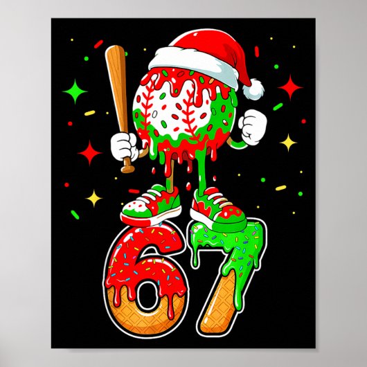 Poster Baseball Drip Numéro 67 Mème Crème Glacée Dripng C (Devant)