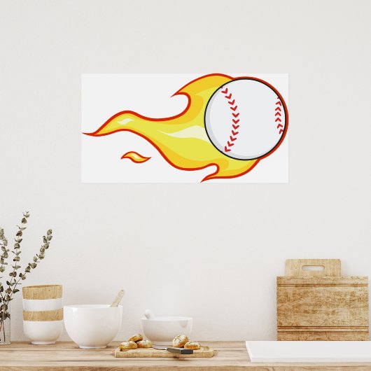 Poster Baseball en feu (Cuisine)
