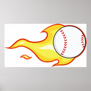 Poster Baseball en feu
