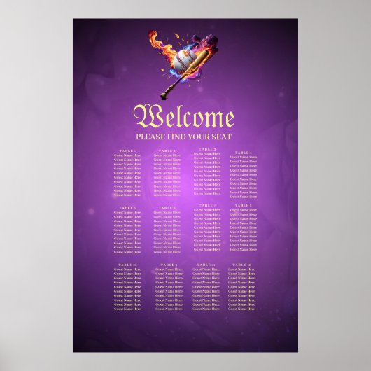 Poster Baseball en feu. (Devant)