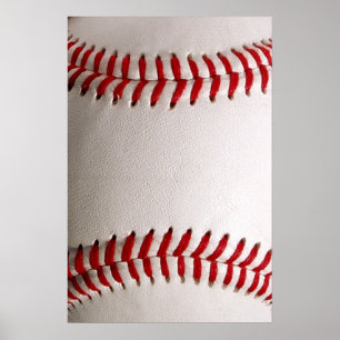 Poster Baseball et Softball Classiques Couture Rouge