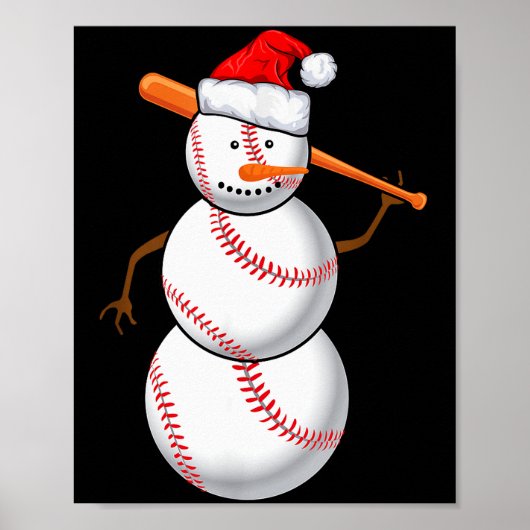 Poster Baseball Fan Snowman Funny Christmas Gift (Devant)