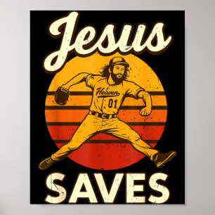 Poster Baseball Garçon Jeunesse Jésus Sauve Baseball Chré