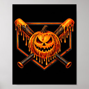Poster Baseball goutte à goutte citrouille fantôme effray