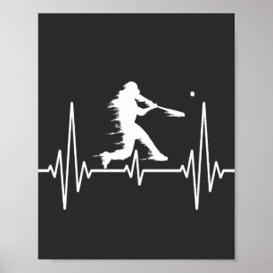Poster Baseball Heartbeat amusants joueurs de baseball