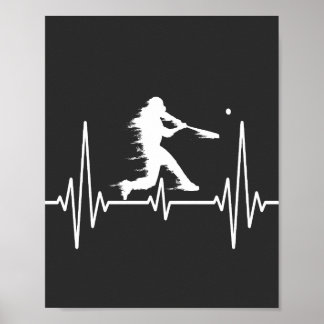 Poster Baseball Heartbeat amusants joueurs de baseball
