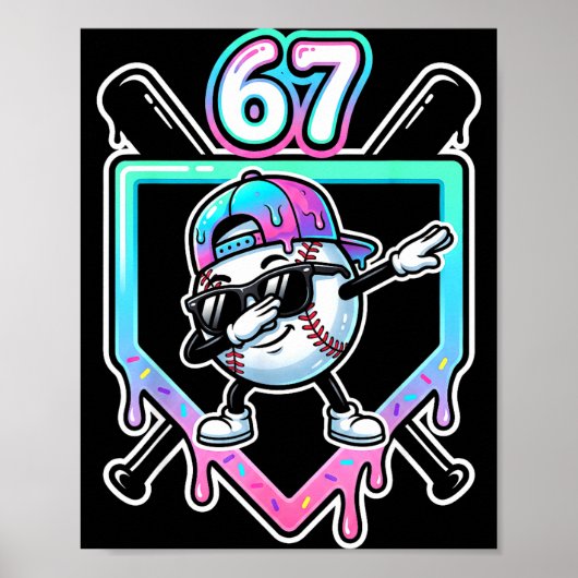 Poster Baseball Ice Cream Drip 67 Player Dabbing Six Seve (Devant)