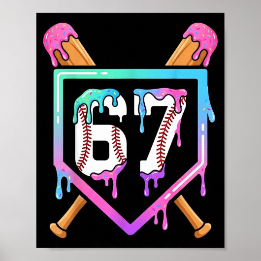 Poster Baseball Ice Cream Drip 67 Player Dabbing Six Seve (Devant)