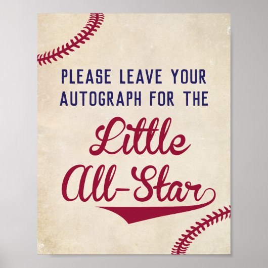 Poster Baseball Laissez votre Autographe pour Little All  (Devant)