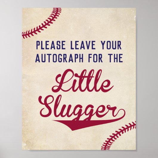 Poster Baseball Laissez votre autographe pour Little Slug (Devant)