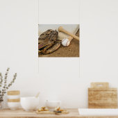 Poster Baseball, Mitt et Bat sur la base (Cuisine)