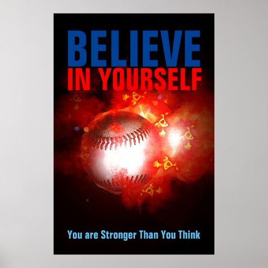 Poster Baseball Motivationnel Croyez en vous-même (Devant)