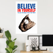 Poster Baseball Motivationnel Croyez en vous-même Citatio (Bureau à domicile)