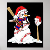 Poster Baseball Noël Snowman Jouer Baseball (Devant)