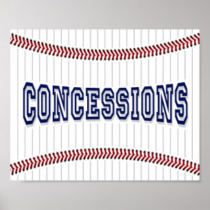 Poster Baseball Party CONCESSIONS Sign Print