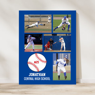 Poster Baseball personnalisé 5 Photo Collage Nom d'équipe