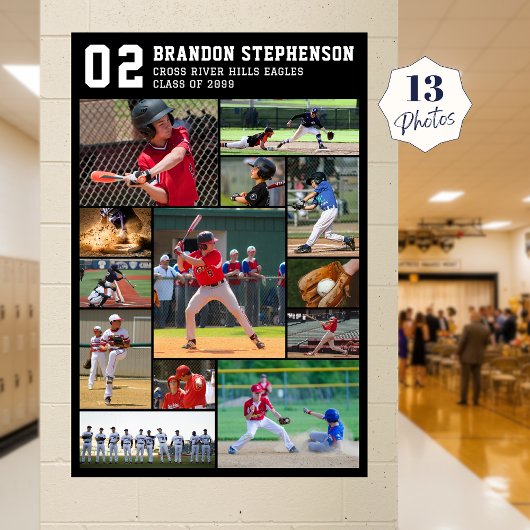 Poster Baseball Player Name Number 13 Photo Collage
