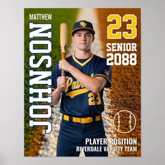 Poster Baseball Player Senior Class Custom Photo Sports (Devant)