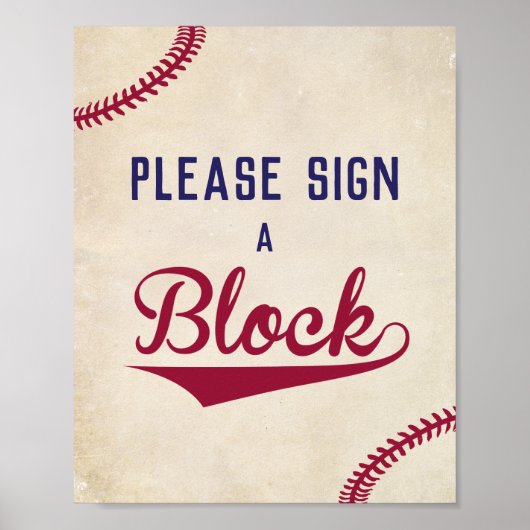 Poster Baseball S'il vous plaît signer un panneau de bloc (Devant)