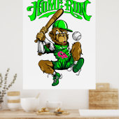 Poster Baseball Singe Coup de Circuit (Cuisine)