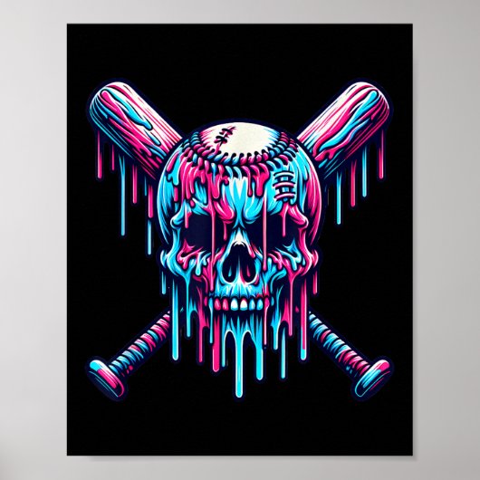 Poster Baseball Skull Drift Baseball Baseball Base-ball C (Devant)
