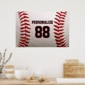 Poster Baseball Softball Nom et Numéro personnalisés (Cuisine)