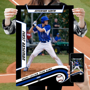 Poster Baseball Souvenirs en Bleu Noir Personnalisé Vivan