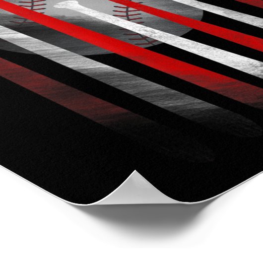 Poster Baseball Vintage du drapeau américain (Coin)