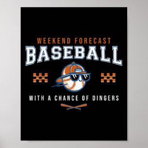 Poster Baseball Week-end Prévision Funny Baseball Humour