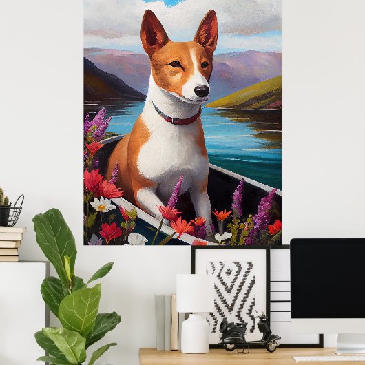 Poster Basenji Chien sur une pagaie : une aventure Pittor (Bureau à domicile)