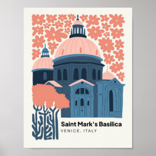 Poster Basilique Saint Marks Venise Italie Voyage floral