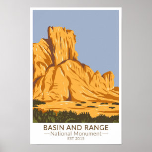 Poster Basin et Range National Monument Nevada Vintage