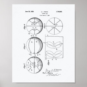 Poster Basket-ball 1929 Brevet Art Livre blanc