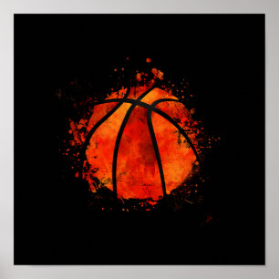 Poster Basket-ball Abstrait aquarelle art
