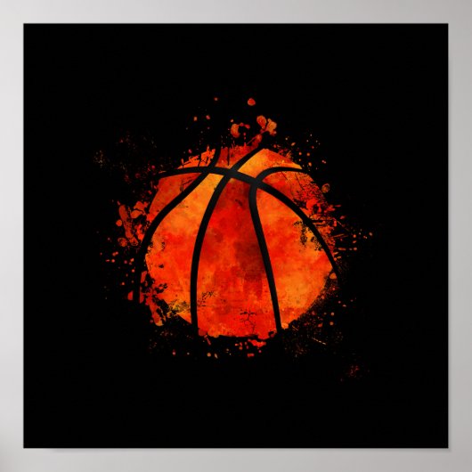 Poster Basket-ball Abstrait aquarelle art (Devant)