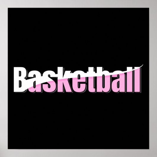 Poster Basket-ball Abstrait Swish - Girly Word Art (Devant)