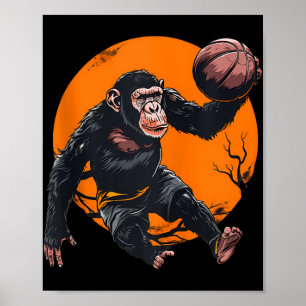 Poster Basket-ball Animal Art Basket-ball Lover Monkey Dr
