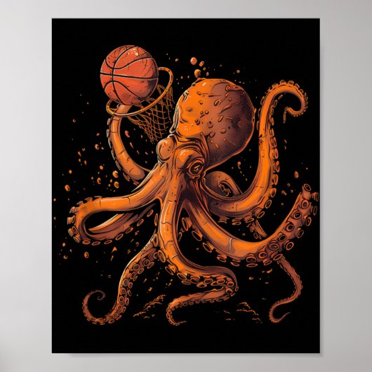 Poster Basket-ball Animal Art Octopus Basketball Lover Dr (Devant)