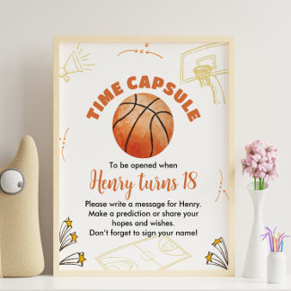 Poster Basket-ball Anniversaire Heure Capsule signe