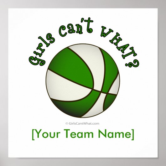 Poster Basket-ball - Blanc/Vert (Devant)