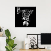 Poster Basket-ball Carré noir et blanc & Net (Bureau à domicile)