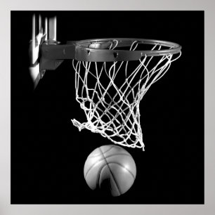 Poster Basket-ball Carré noir et blanc & Net