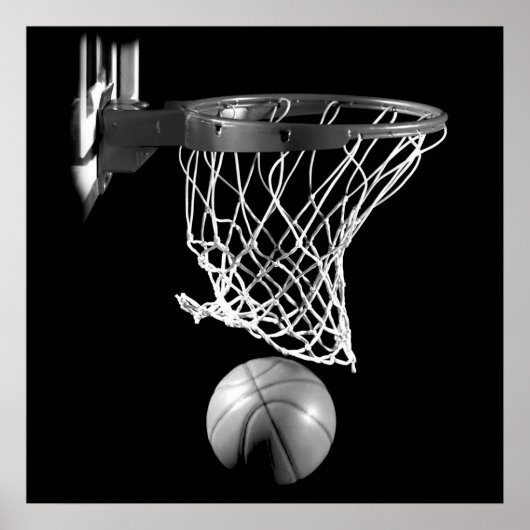 Poster Basket-ball Carré noir et blanc & Net (Devant)