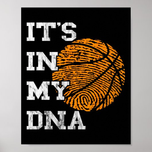 Poster Basket-ball C'est dans mon ADN empreintes digitale (Devant)