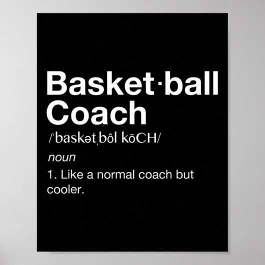 Poster Basket-ball Coach Cadeau Fun Basketball Définition (Devant)