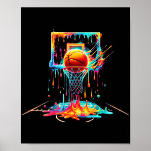 Poster Basket-ball coloré goutte couleur Splash Hoop Net