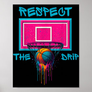 Poster Basket-ball coloré goutte couleur Splash Hoop Net