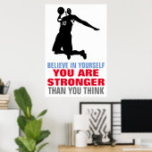 Poster Basket-ball Croyez en vous-même Motivational Art (Bureau à domicile)